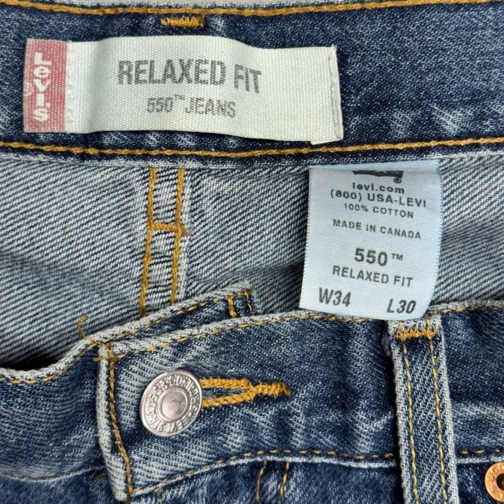 Levis 550 Relaxed Fit Jeans Mens 34x30 Blue Medium Wash Denim Y2K Vintage Canada